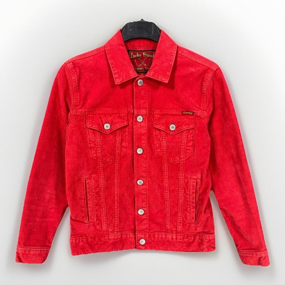 Lucky Brand Corduroy Trucker Jacket Cowgirls Dream Shailyn Rose Red Women M